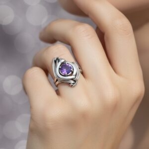 Anel de Ametista Facetada em Prata – Coleção Ascensus