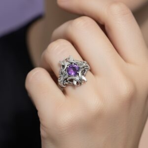 Anel de Ametista Facetada em Prata 950 – Coleção Ascensus