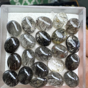 Quartzo Rutilado Transparente com Turmalina Negra - Oval - 10x8 mm