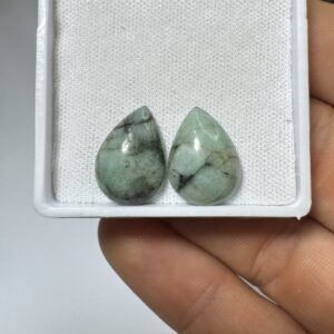 Par de Esmeraldas - Mini cabochão - Gota - 16x12